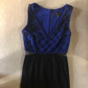 AQUA BRAND Floor length black and blue gown